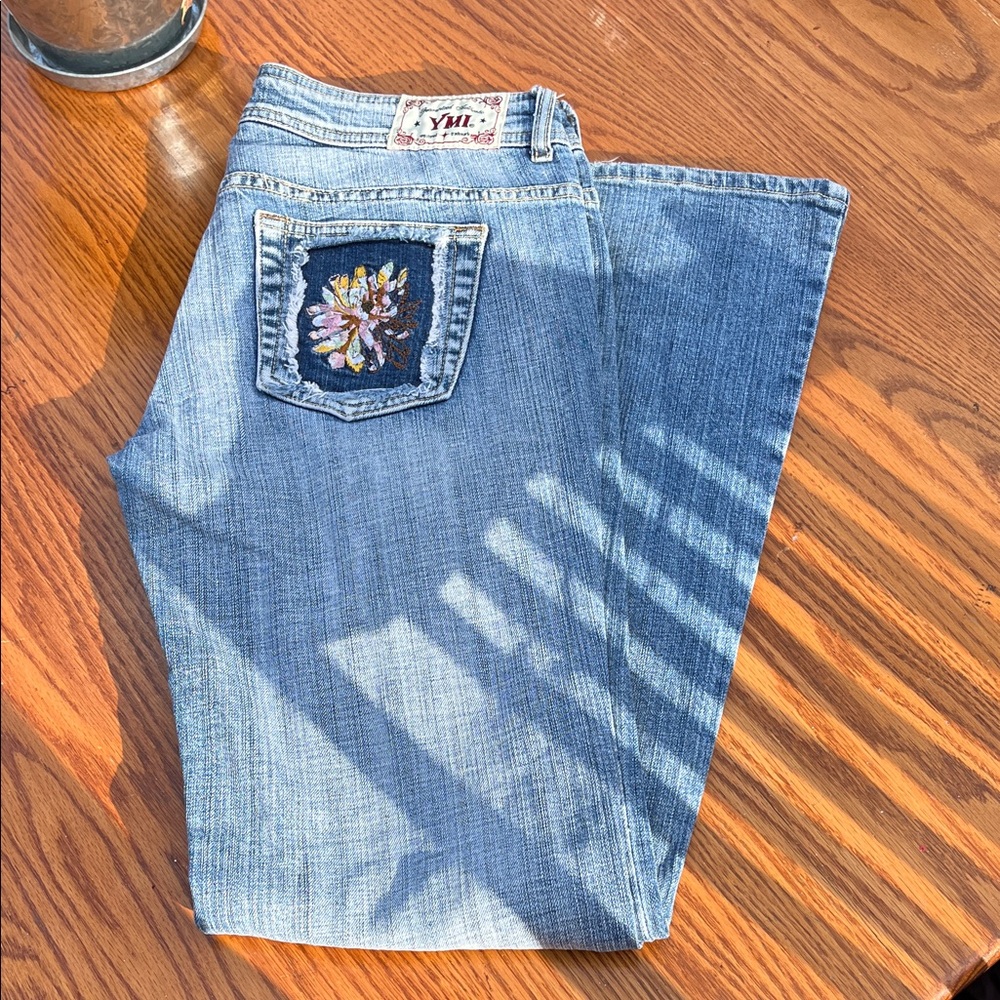 YMI Light Blue Straight Leg Jeans with Embroidered Pocket